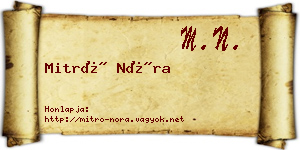 Mitró Nóra névjegykártya